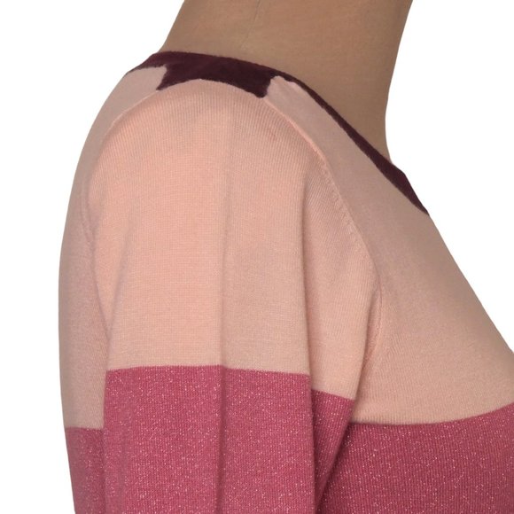 Ricki's Three Tone Pink / Burgundy/ Peach, boat neck Rayon blend sweate… - Picture 6 of 12